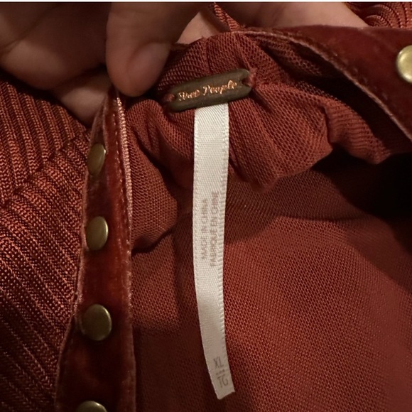 Free People NWT Square Neck Bronze Studded Simone Wine Bordeaux Midi Dress in XL - Picture 8 of 9